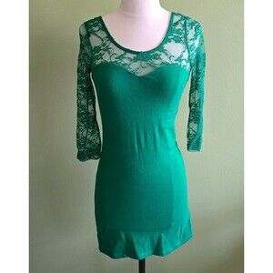 H&M Divided Green Lacey Bodycon Dress Size 6